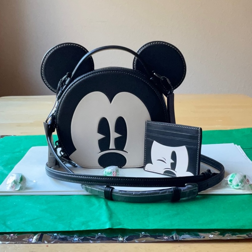 🐭 DISNEY X COACH MICKEY MOUSE EAR BAG & CARD CASE 🐭 NWT 🐭 - Picture 3 of 16